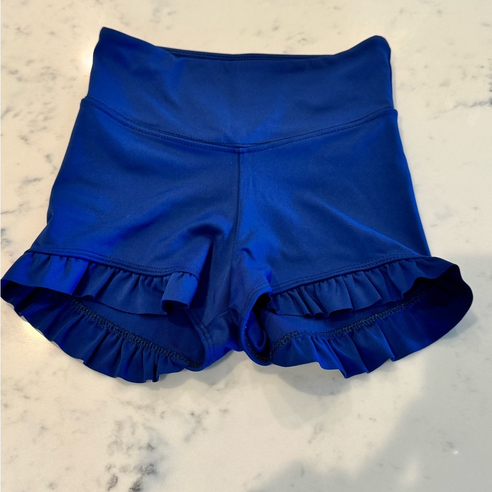 Girls' Navy Blue Ruffle Hem Athletic Shorts